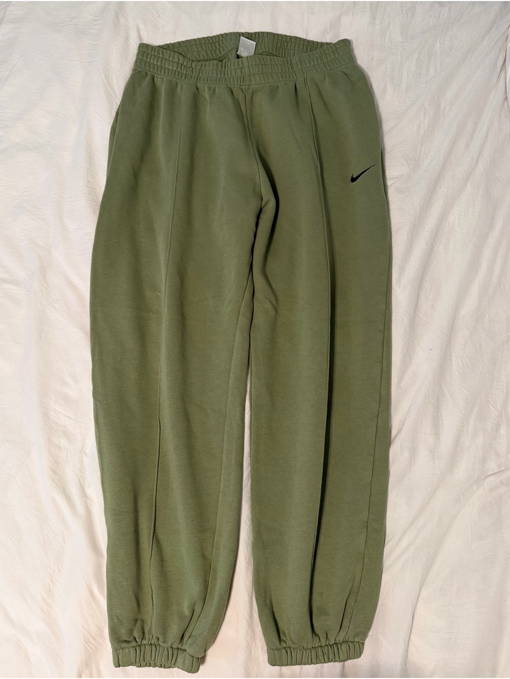 Nike Kids Olive Green Sweatpants with Black Swoosh